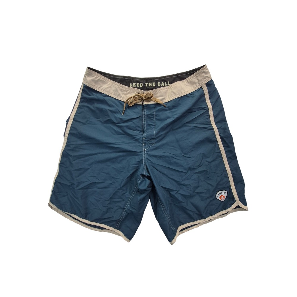 Howler Brothers Board Shorts Men's 36 Blue Cream Swim Trunks Surf Beach